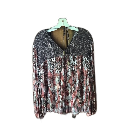 Knox Rose Top Size L Brown Batik Beaded Tassel Boho Hippie Casual Lightweight - Picture 2 of 8